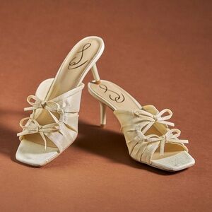 Sam Edelman “Pia Bow” Cream Mule Heels
